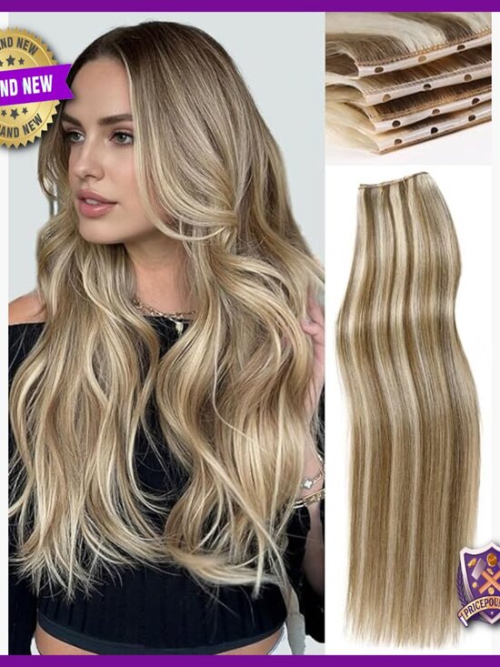 18 Inch Human Hair Extensions, Glueless Butterfly Weft for Thin Hair Volume main image 6